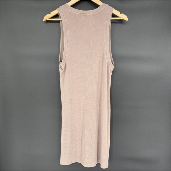 Wilfred Free Aritzia Women's Dunes Ribbed Tank Dress L Light Brown Tencel Modal - Picture 2 of 8